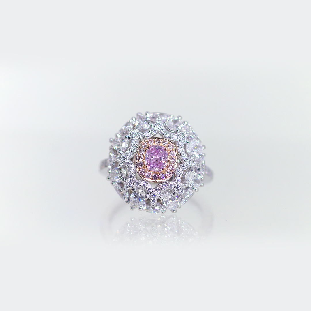 天然パープルダイヤモンド FANCY PINK PURPLE 0.346ct リング [CGL]（Pt900/K18）